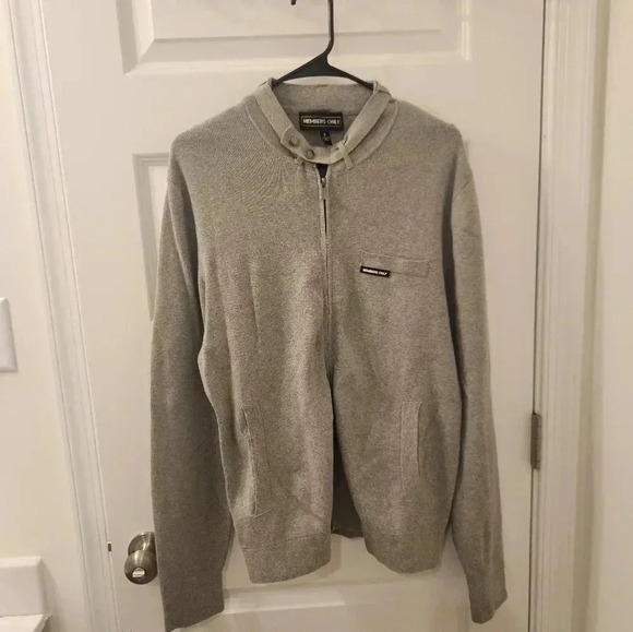 Members Only Sweater Mens Small Knit Grey Racer Zip Bomber Button Collar #A23 - Picture 1 of 5